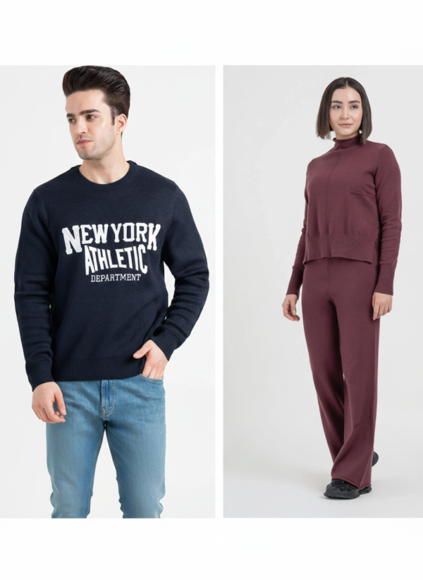 Red Tape Winter Essentials: Men’s Embroidered Knit Sweater & Women’s Premium Co-ord Knit Set